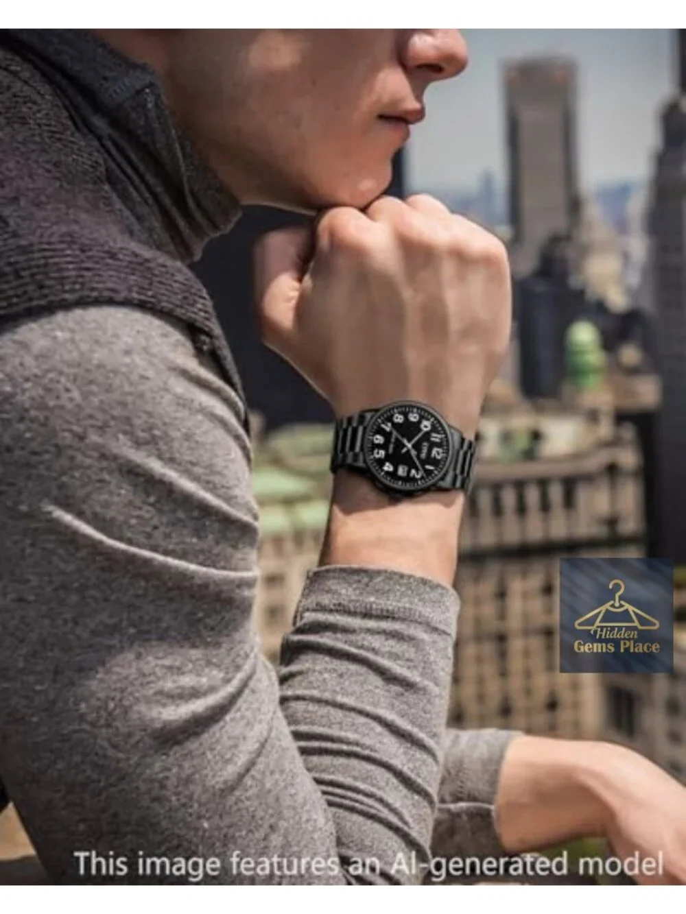 Mens Analog Quartz Watch Stainless Steel Waterproof Decorative Date